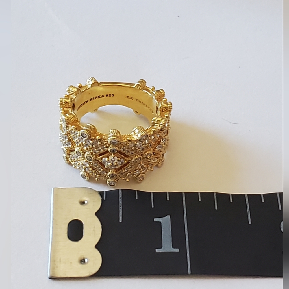 Judith Ripka Diamonique Wide-band Ring, Sz 7 - Picture 7 of 9